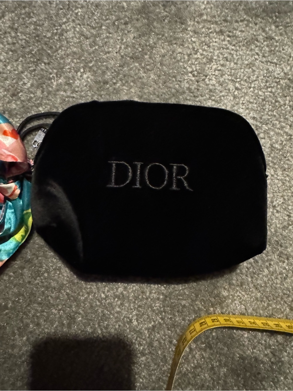 Dior Black Velvet Embroidered Cosmetic Case
